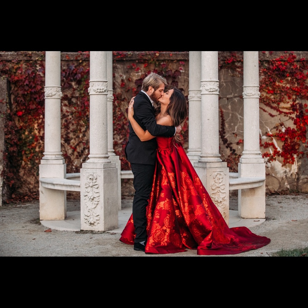 Jovani red strapless ballgown - Picture 2 of 6